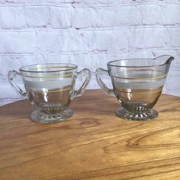 Vintage Bartlett Collins Glass Open Sugar Bowl and Creamer Set - Picture 3 of 10